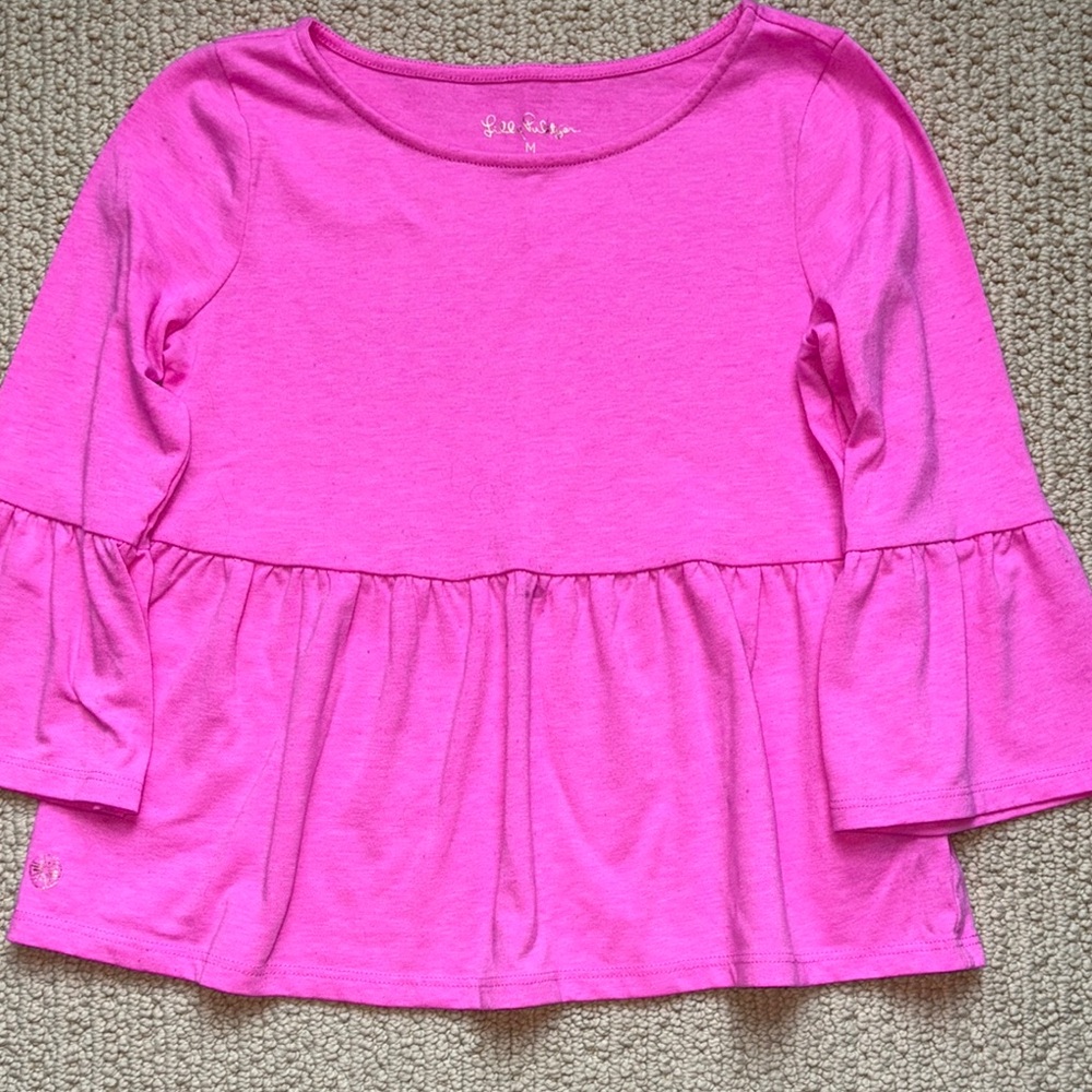 Lilly Pulitzer Bright Pink Kids Blouse M 6 7